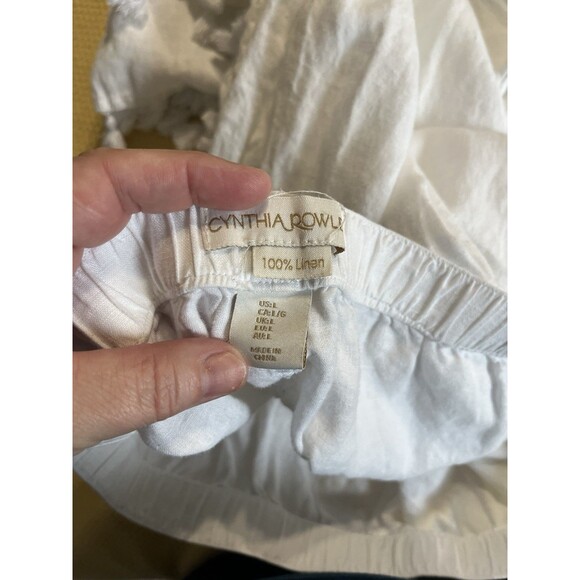 Cynthia Rowley Womens Linen Tassel Hem Pants White Pull On Beach Crop Size Large - Picture 5 of 5